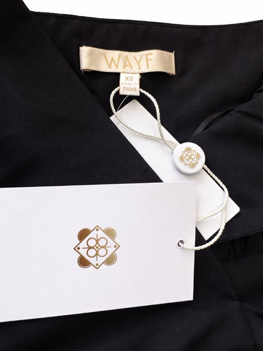 WAYF Black Wrap Midi Dress XS Spaghetti Strap Tie Waist Below Knee NWT - Picture 3 of 5